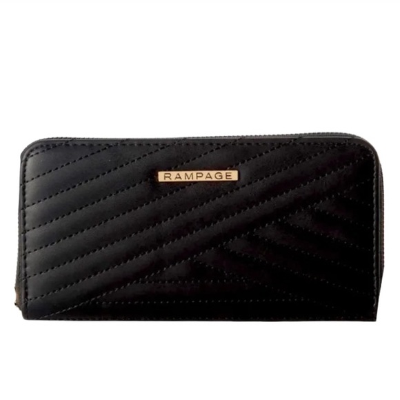 NEW Rampage Chevron Quilted Vegan Faux Leather Zip Around Wallet Fits Cell Phone - Picture 3 of 7